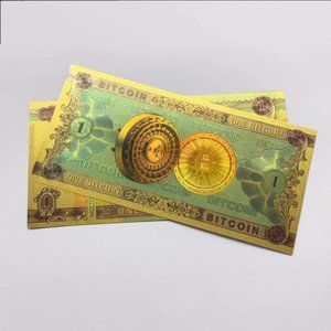 ONE Bitcoin Gold Banknote BTC Cards Souvenir Collection